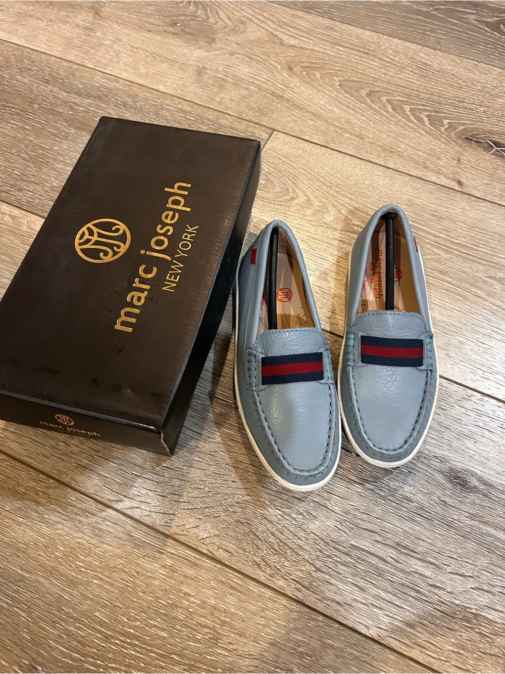 Marc Joseph New York Shoes Mulberry Leather Powder Blue Grainy Kids 12.5